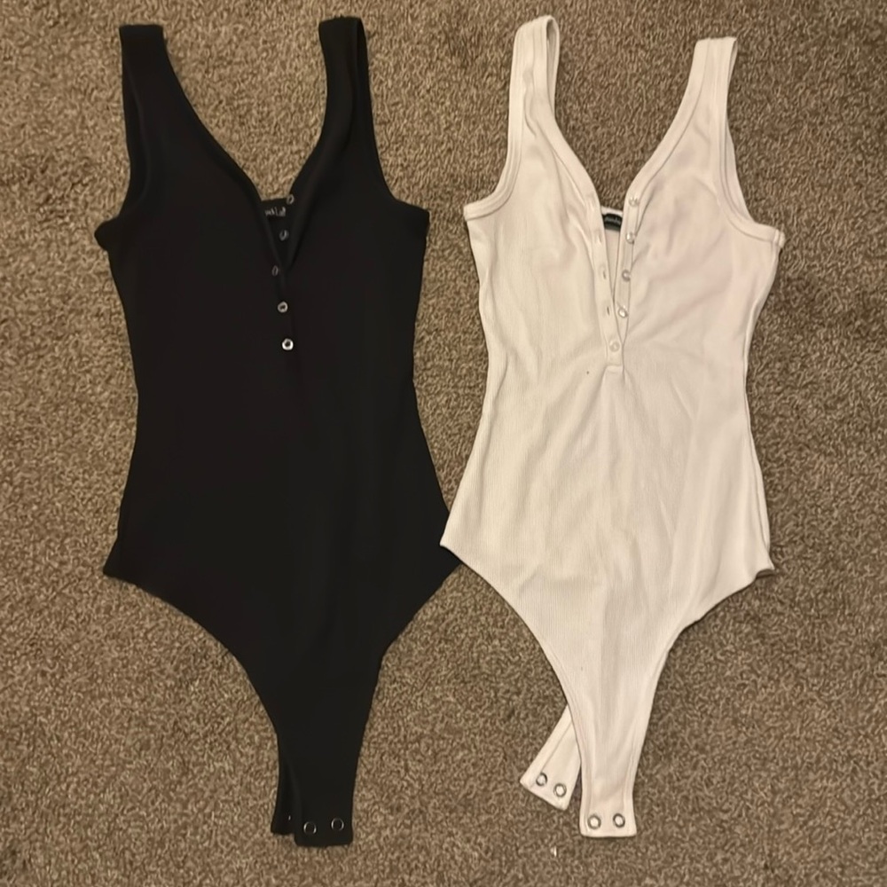 Two Abercrombie & Fitch Henley bodysuits